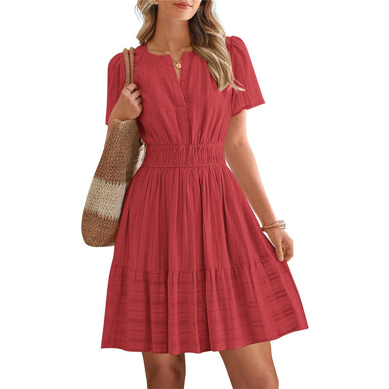 🥳SOLDES 2026🥳Mini-robe à manches courtes et à volants pour femme