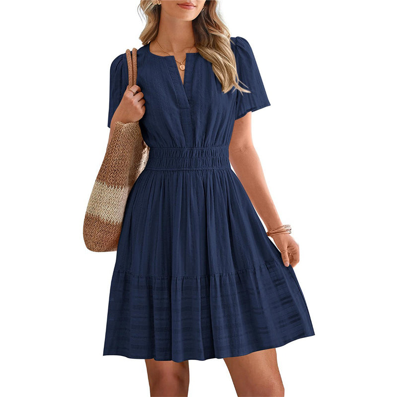 🥳SOLDES 2026🥳Mini-robe à manches courtes et à volants pour femme
