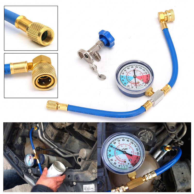🔧⚙️ PROMO FLASH 58% ! Kit de Remplissage de Réfrigérant R134a – Avec Manomètre (0-350 PSI), Raccord Rapide 13mm, Compatible R12/R22, pour Climatisation Auto 🚗