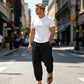 Pantalon pour homme à cordon de serrage, coupe ample et décontractée