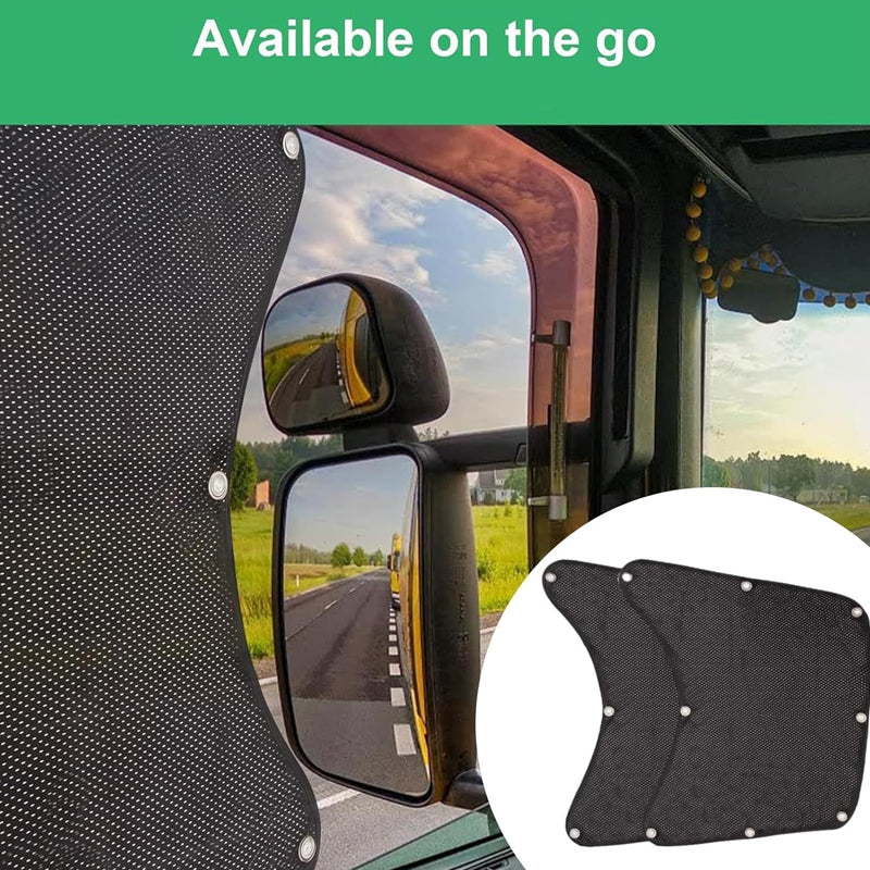 📢☀️ PROMO -50% ! Lot de 2 Pare-Soleil pour Vitres Latérales Camion – Maille Dense, Installation par Ventouses, 60×55 cm, Noir
