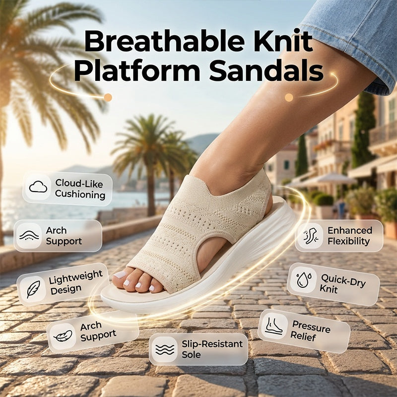 Sandales à plateforme en tricot respirant pour femme