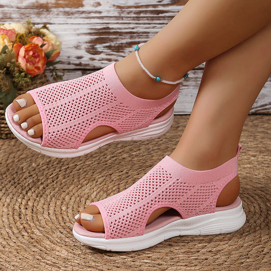 Sandales Femme à Bout Ouvert en Maille Respirante