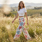👖 50% DE RÉDUCTION ❤️ Pantalon palazzo à jambes larges et imprimé floral pour femme – Tissu léger, taille élastique & coupe fluide – parfait pour l’été, la plage ou un look bohème chic 🌸
