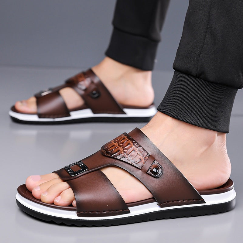 👞🏖️ PROMO FLASH 50% ! Sandales Slip-On Homme Simili Cuir – 2 Textures, Semelle Anti-Dérapante, 3 Couleurs, Pointures 39-48, Respirantes, Rembourrées ✨