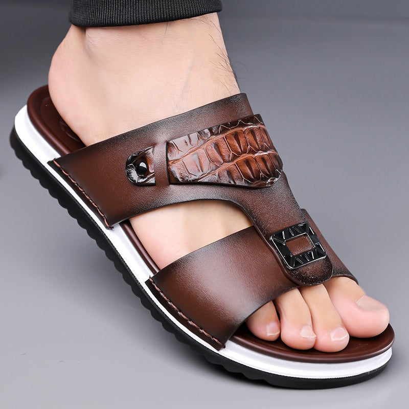 👞🏖️ PROMO FLASH 50% ! Sandales Slip-On Homme Simili Cuir – 2 Textures, Semelle Anti-Dérapante, 3 Couleurs, Pointures 39-48, Respirantes, Rembourrées ✨