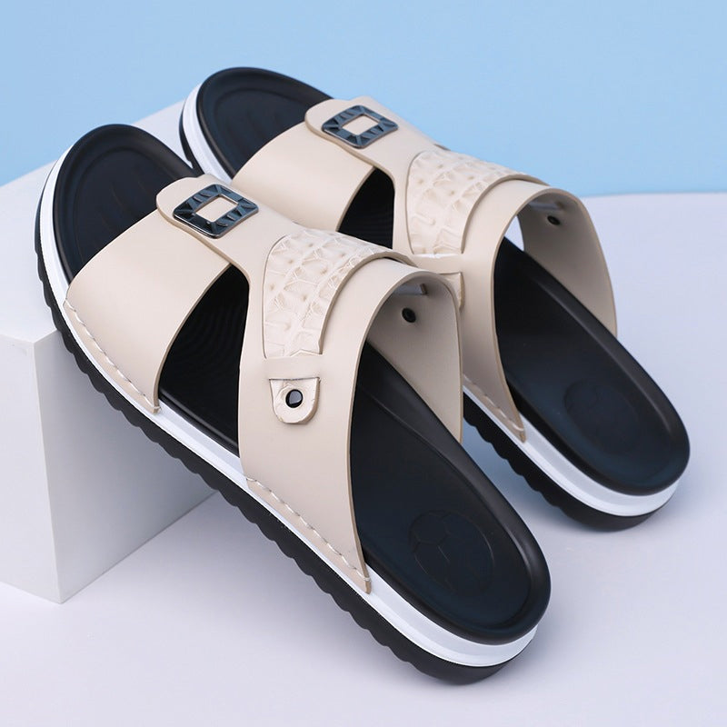 👞🏖️ PROMO FLASH 50% ! Sandales Slip-On Homme Simili Cuir – 2 Textures, Semelle Anti-Dérapante, 3 Couleurs, Pointures 39-48, Respirantes, Rembourrées ✨