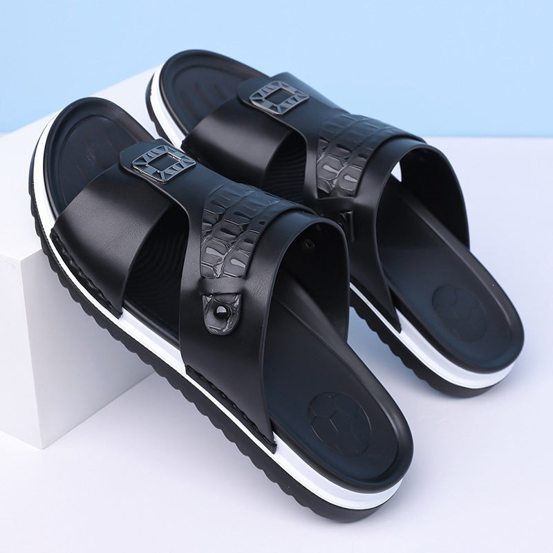 👞🏖️ PROMO FLASH 50% ! Sandales Slip-On Homme Simili Cuir – 2 Textures, Semelle Anti-Dérapante, 3 Couleurs, Pointures 39-48, Respirantes, Rembourrées ✨
