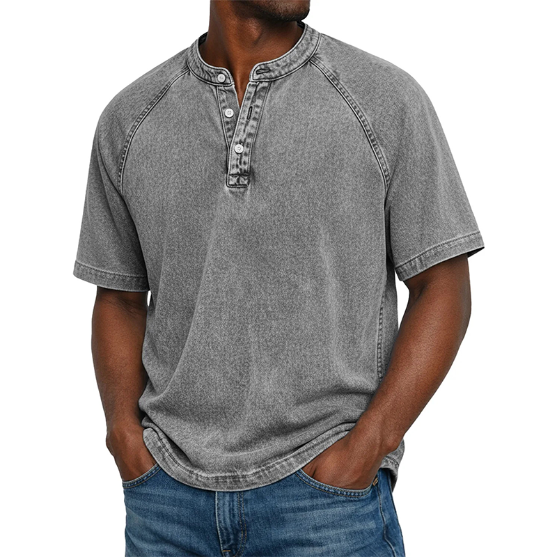 ⭐ Plus de 5.000 avis positifs ! Chemise décontractée à manches courtes et col mao pour homme