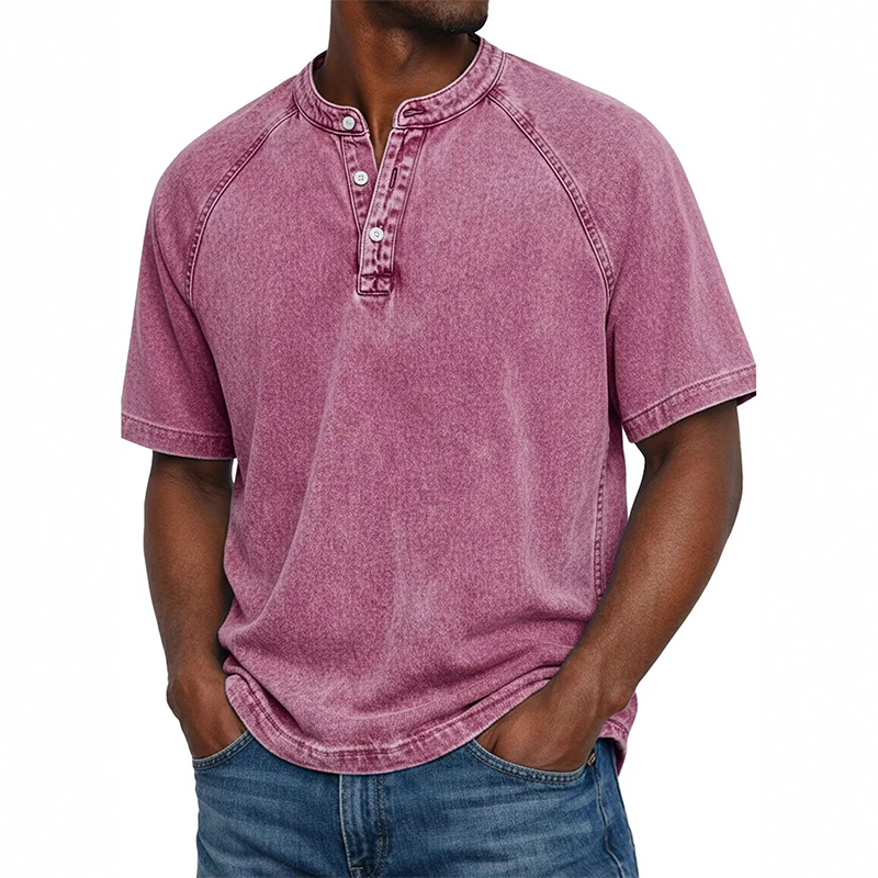 ⭐ Plus de 5.000 avis positifs ! Chemise décontractée à manches courtes et col mao pour homme