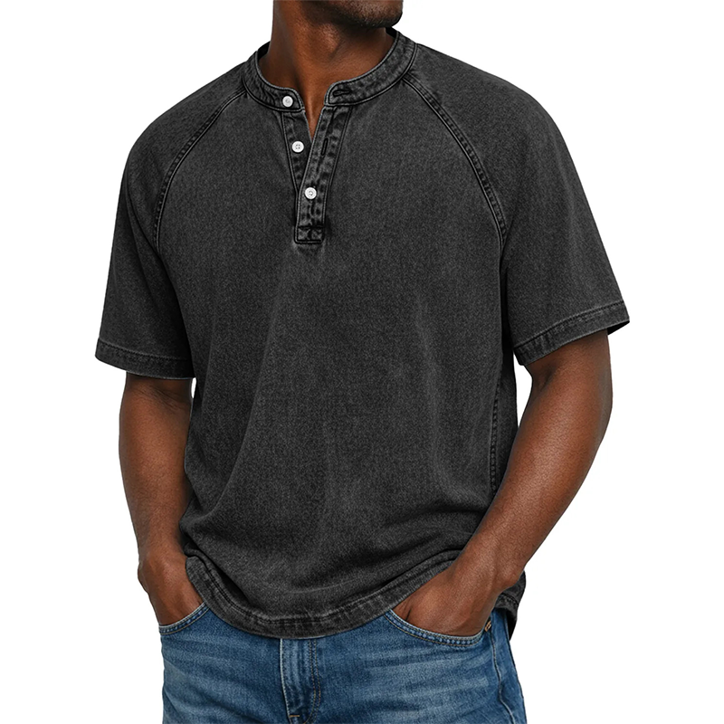 ⭐ Plus de 5.000 avis positifs ! Chemise décontractée à manches courtes et col mao pour homme