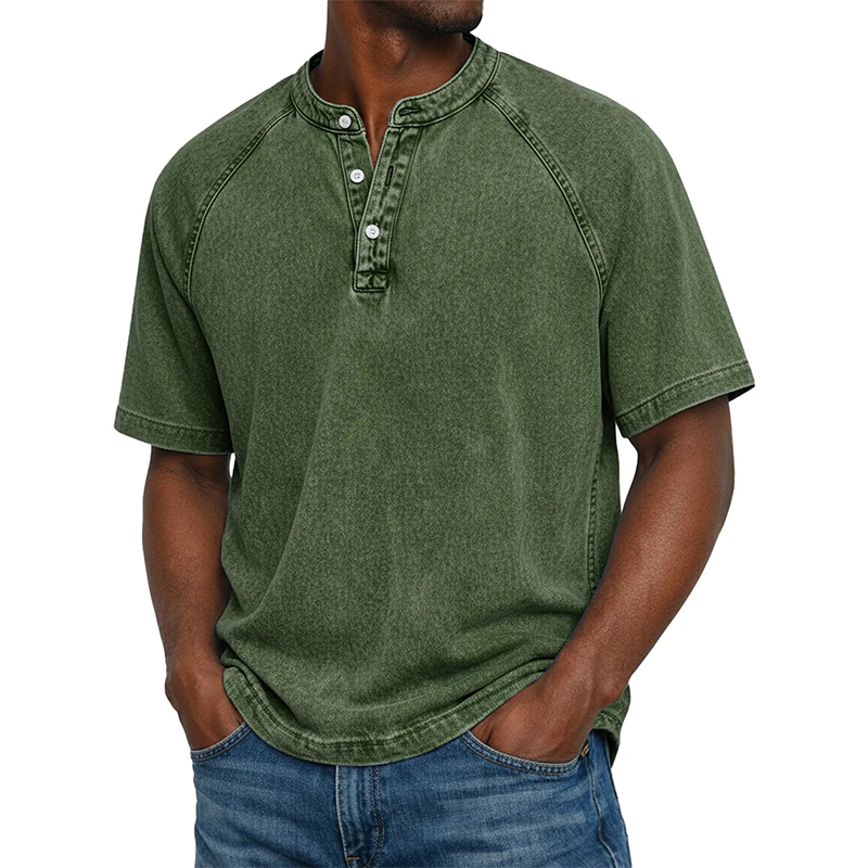 ⭐ Plus de 5.000 avis positifs ! Chemise décontractée à manches courtes et col mao pour homme