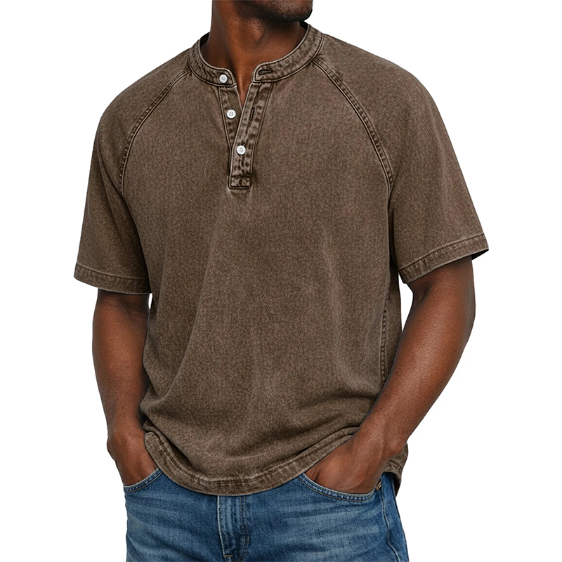 ⭐ Plus de 5.000 avis positifs ! Chemise décontractée à manches courtes et col mao pour homme