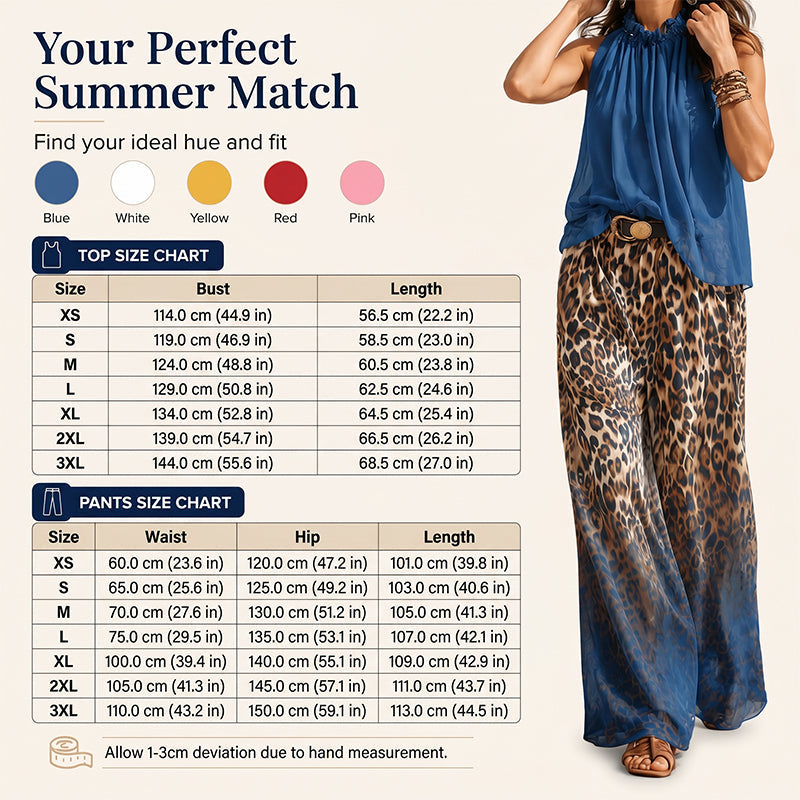 👗Ensemble femme composé d'un haut dos nu sans manches et d'un pantalon léopard – Une tenue d'été audacieuse, chic et décontractée🔥