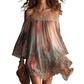 Mini-robe femme à épaules dénudées, imprimé floral et léopard