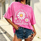 👗 50 % DE RÉDUCTION ! 🌸T-Shirt Unisexe Imprimé Marguerite Vintage Lavé Coupe Ample