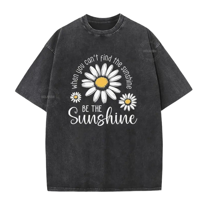 👗 50 % DE RÉDUCTION ! 🌸T-Shirt Unisexe Imprimé Marguerite Vintage Lavé Coupe Ample