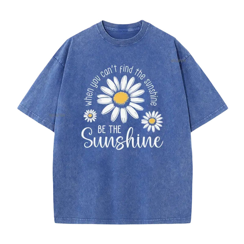 👗 50 % DE RÉDUCTION ! 🌸T-Shirt Unisexe Imprimé Marguerite Vintage Lavé Coupe Ample