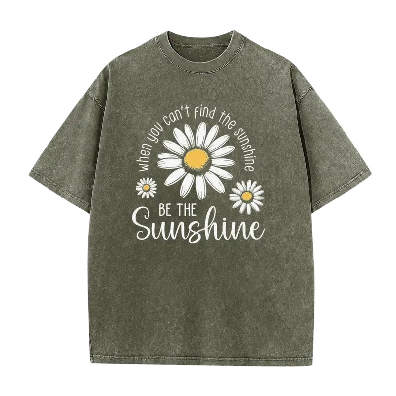 👗 50 % DE RÉDUCTION ! 🌸T-Shirt Unisexe Imprimé Marguerite Vintage Lavé Coupe Ample