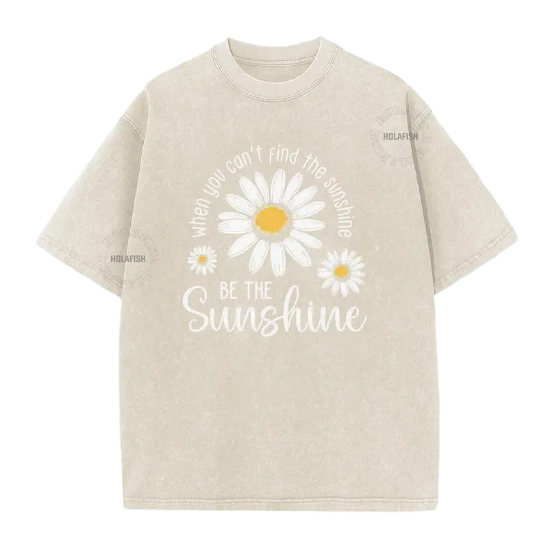👗 50 % DE RÉDUCTION ! 🌸T-Shirt Unisexe Imprimé Marguerite Vintage Lavé Coupe Ample