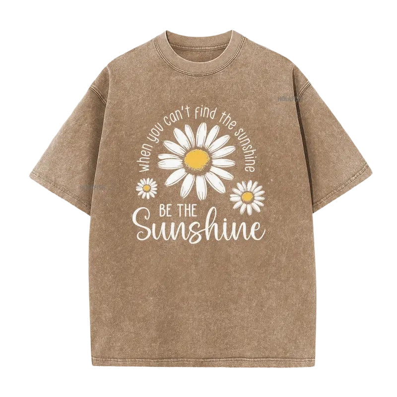 👗 50 % DE RÉDUCTION ! 🌸T-Shirt Unisexe Imprimé Marguerite Vintage Lavé Coupe Ample