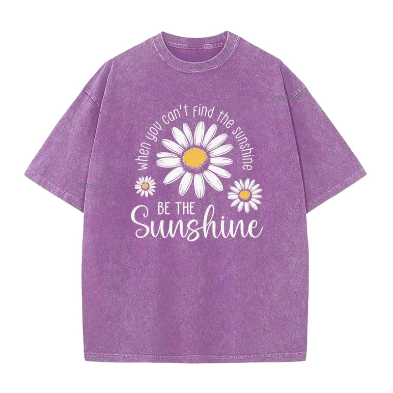 👗 50 % DE RÉDUCTION ! 🌸T-Shirt Unisexe Imprimé Marguerite Vintage Lavé Coupe Ample