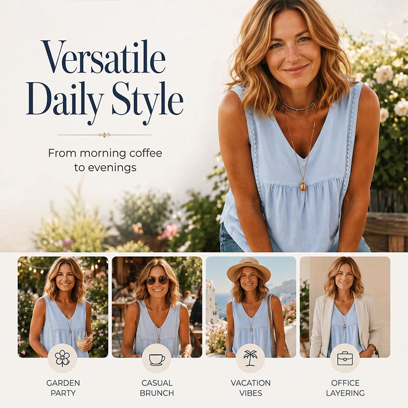 🔥-50%👚 Haut Femme Sans Manches Col en V – Maille Ajourée Douce et Décontractée