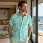 👔 -50% ! 📐 Chemise Homme à Imprimé Géométrique – Coupe Décontractée & Manches Courtes – Tissu Doux & Tombant Fluide pour Plage et Vacances 🌴