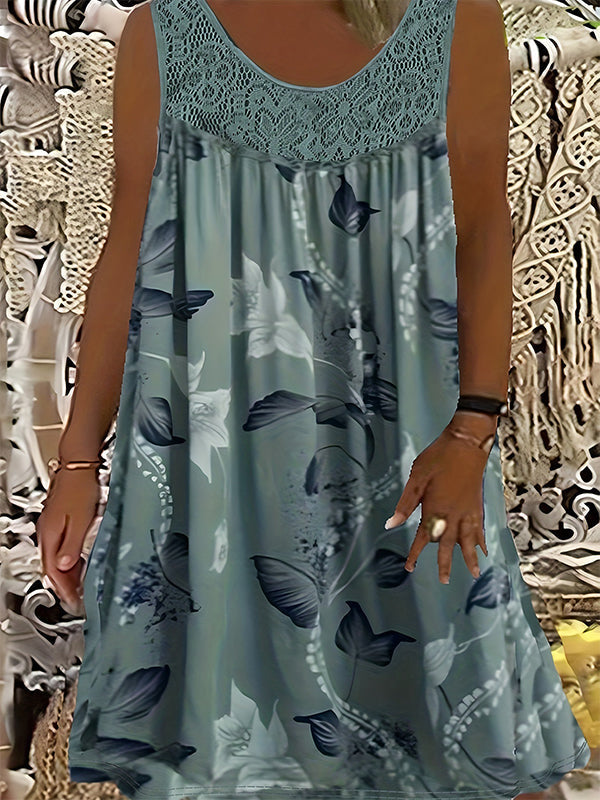 🌸 -50% MAINTENANT ! 🌸Robe imprimée sans manches à col rond pour femme