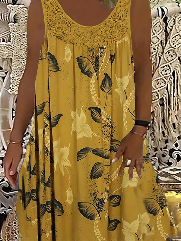 🌸 -50% MAINTENANT ! 🌸Robe imprimée sans manches à col rond pour femme