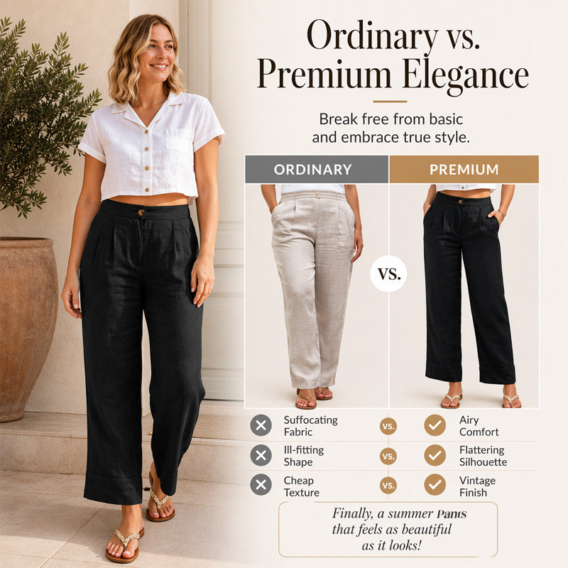 Pantalon indispensable 🔥👖 en lin léger mélangé – Coupe fluide et jambe droite classique, parfait pour le travail ou la fin de semaine