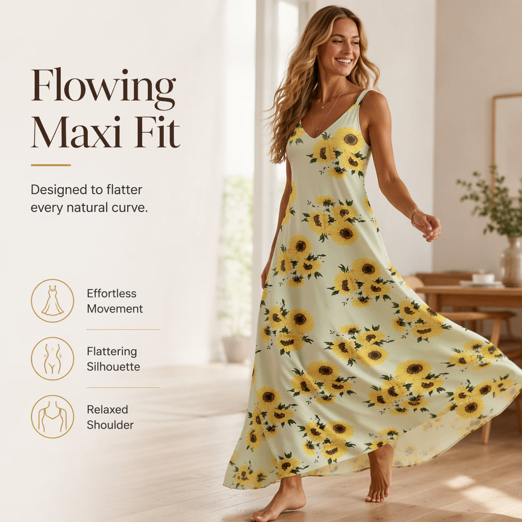 Robe maxi imprimée à bretelles