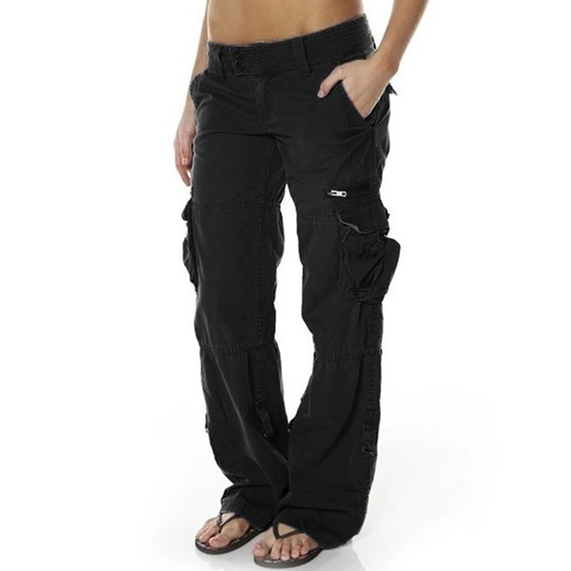 Pantalon cargo vintage à jambes larges pour femme