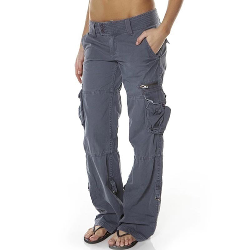Pantalon cargo vintage à jambes larges pour femme