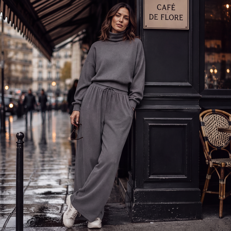 ✨ Ensemble Femme 2 Pièces – Haut Élégant & Pantalon Décontracté, Coupe Confortable