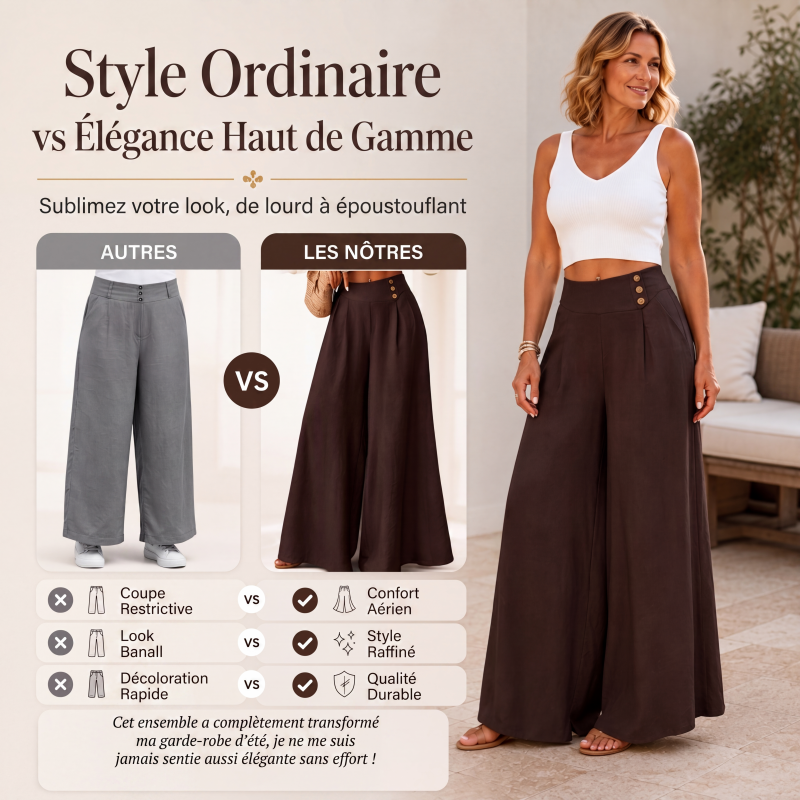 ✨ Pantalon Large Femme – Coupe Fluide, Ample & Élégante