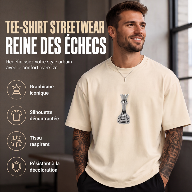 ♟️ T-Shirt Homme à Col Rond – Imprimé Échecs Original & Style Moderne