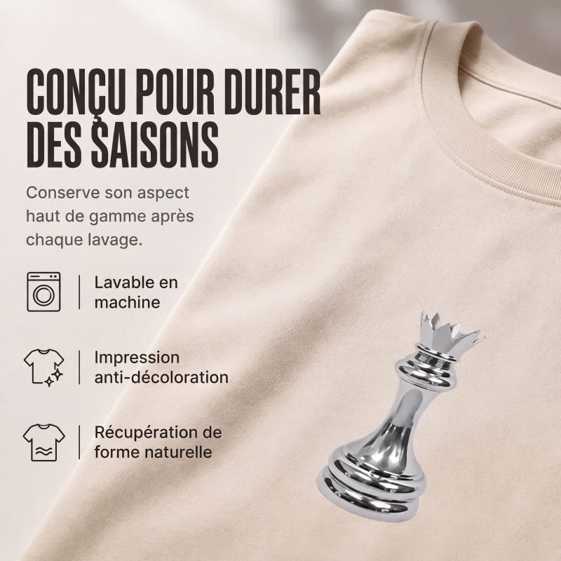 ♟️ T-Shirt Homme à Col Rond – Imprimé Échecs Original & Style Moderne