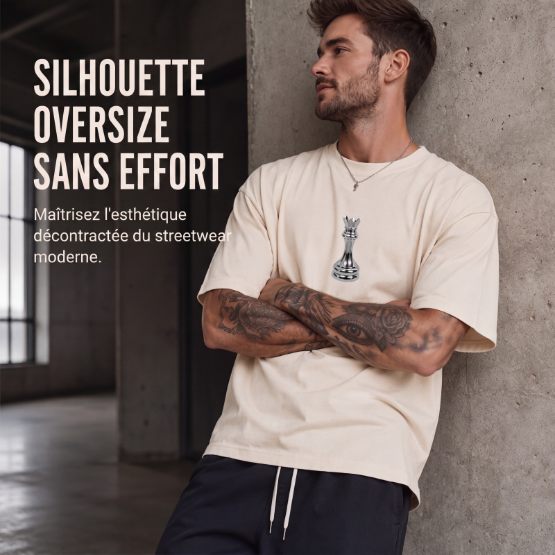 ♟️ T-Shirt Homme à Col Rond – Imprimé Échecs Original & Style Moderne