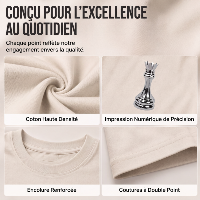 ♟️ T-Shirt Homme à Col Rond – Imprimé Échecs Original & Style Moderne