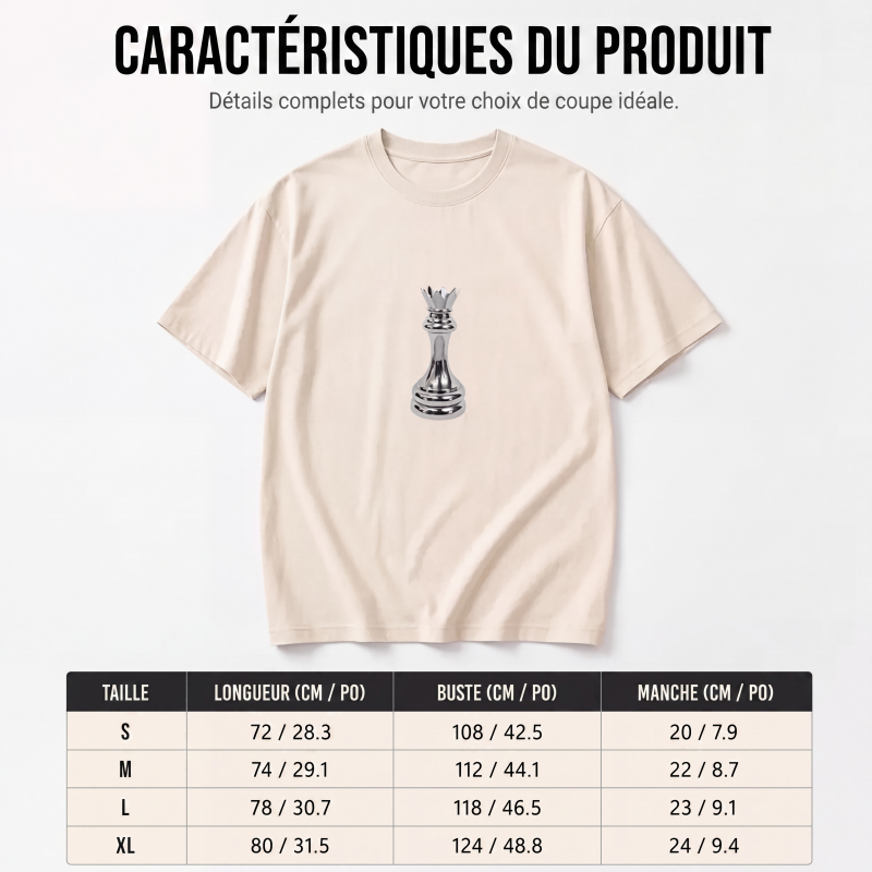 ♟️ T-Shirt Homme à Col Rond – Imprimé Échecs Original & Style Moderne
