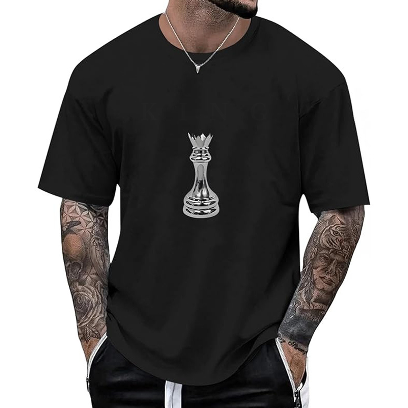 ♟️ T-Shirt Homme à Col Rond – Imprimé Échecs Original & Style Moderne