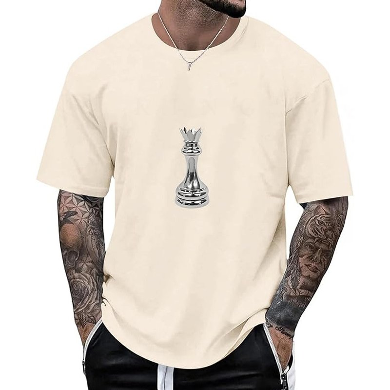 ♟️ T-Shirt Homme à Col Rond – Imprimé Échecs Original & Style Moderne