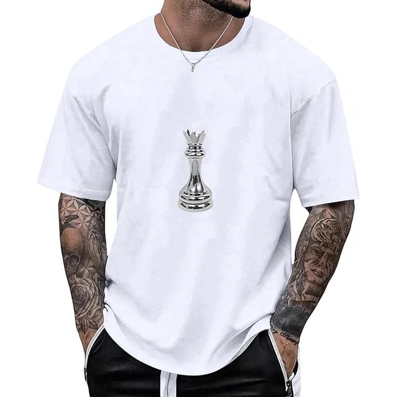 ♟️ T-Shirt Homme à Col Rond – Imprimé Échecs Original & Style Moderne