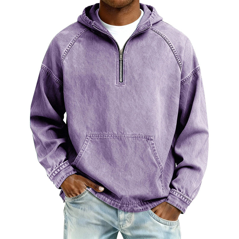 📢📢50% OFF !!⏰Veste en jean décontractée pour homme avec demi-zip