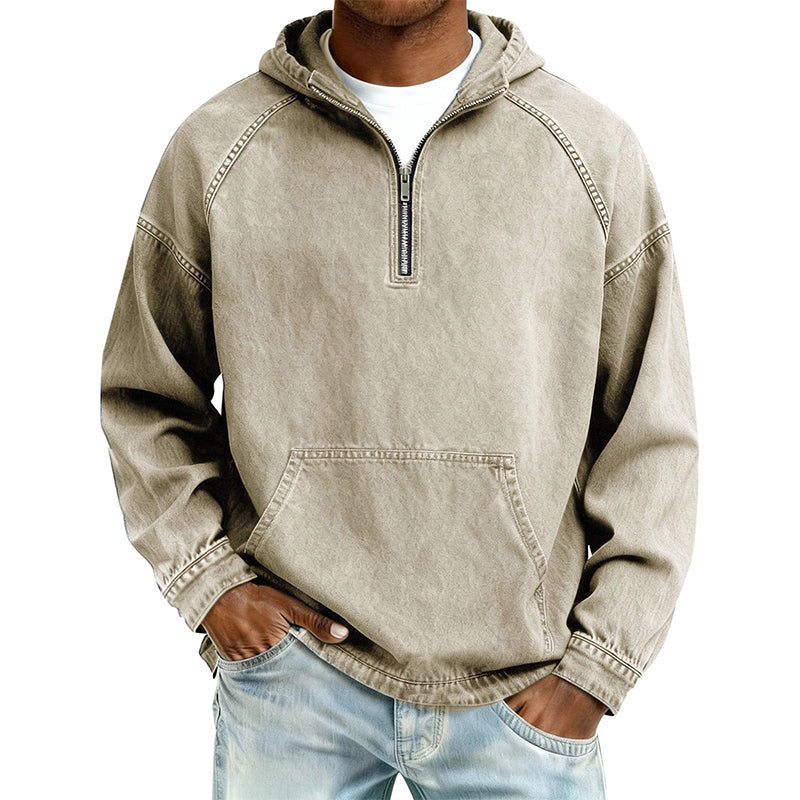 📢📢50% OFF !!⏰Veste en jean décontractée pour homme avec demi-zip