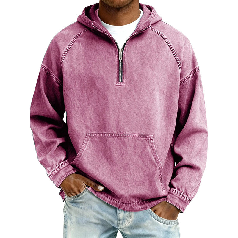 📢📢50% OFF !!⏰Veste en jean décontractée pour homme avec demi-zip