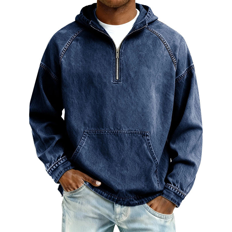 📢📢50% OFF !!⏰Veste en jean décontractée pour homme avec demi-zip