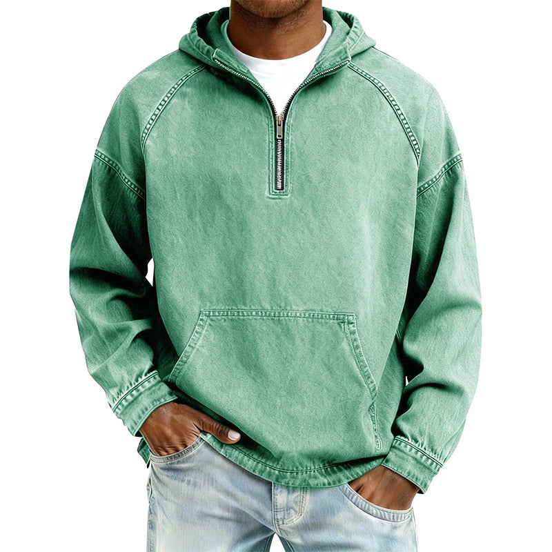 📢📢50% OFF !!⏰Veste en jean décontractée pour homme avec demi-zip