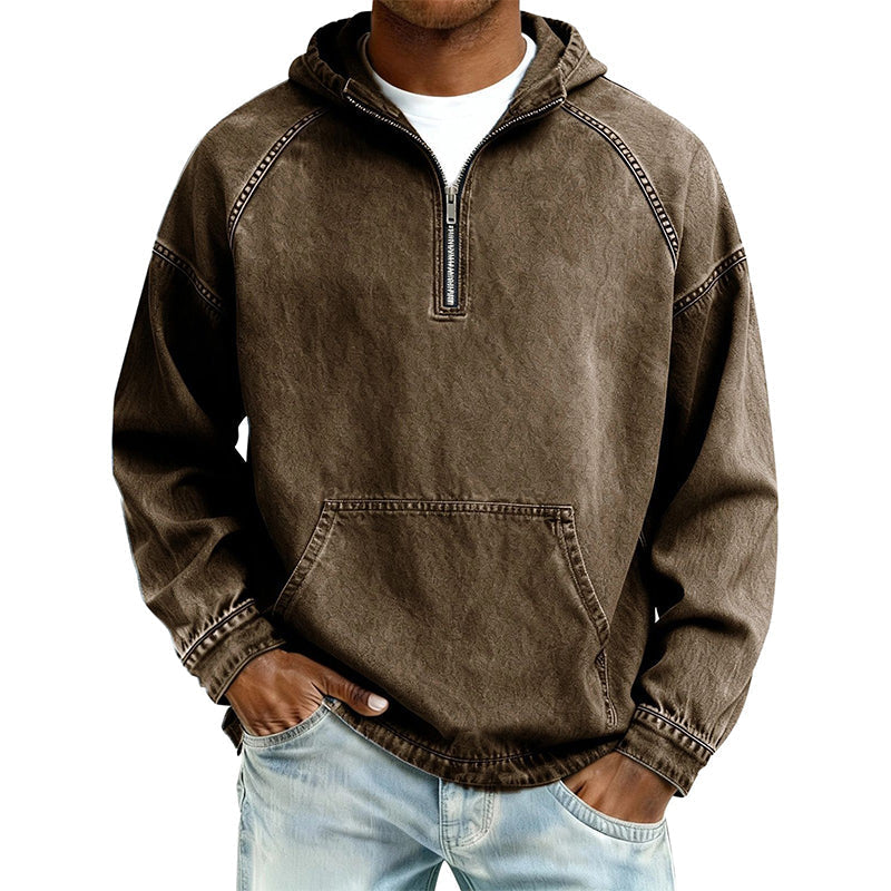 📢📢50% OFF !!⏰Veste en jean décontractée pour homme avec demi-zip